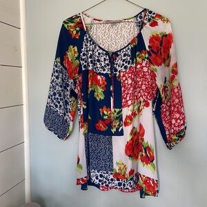 Valerie Stevens Floral Top Sz 1X